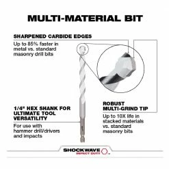 Milwaukee 1/2" x 4 x 6" Shockwave™ Carbide Multi-Material Drill Bit - 48-20-8892 - Power Tool Accessories -Tools Online Store 020fd94c22b55d0ad9d549b09197f89b9750f73d 24890345 3