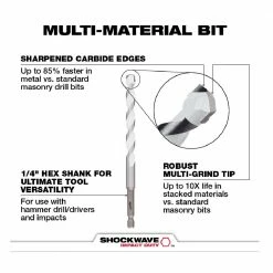 Milwaukee 5/16" x 4" x 6" Shockwave™ Carbide Multi-Material Drill Bit - 48-20-8888 - Power Tool Accessories 11 Milwaukee 5/16" x 4" x 6" Shockwave™ Carbide Multi-Material Drill Bit - 48-20-8888 - Power Tool Accessories -Tools Online Store 028e0ef7e8db199144aab5bf27d957e36f7cce89 24890343 3