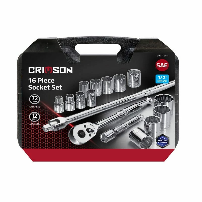 Crimson Force Tools 16 Piece 1/2" Drive SAE Socket Set In Case - 7019404 - Sockets & Socket Sets 3 Crimson Force Tools 16 Piece 1/2" Drive SAE Socket Set In Case - 7019404 - Sockets & Socket Sets