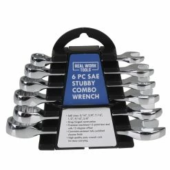 Real Work Tools™ SAE Stubby Combo Wrenches, 6 Piece Set - RW-2448-021 - Wrench & Wrench Sets