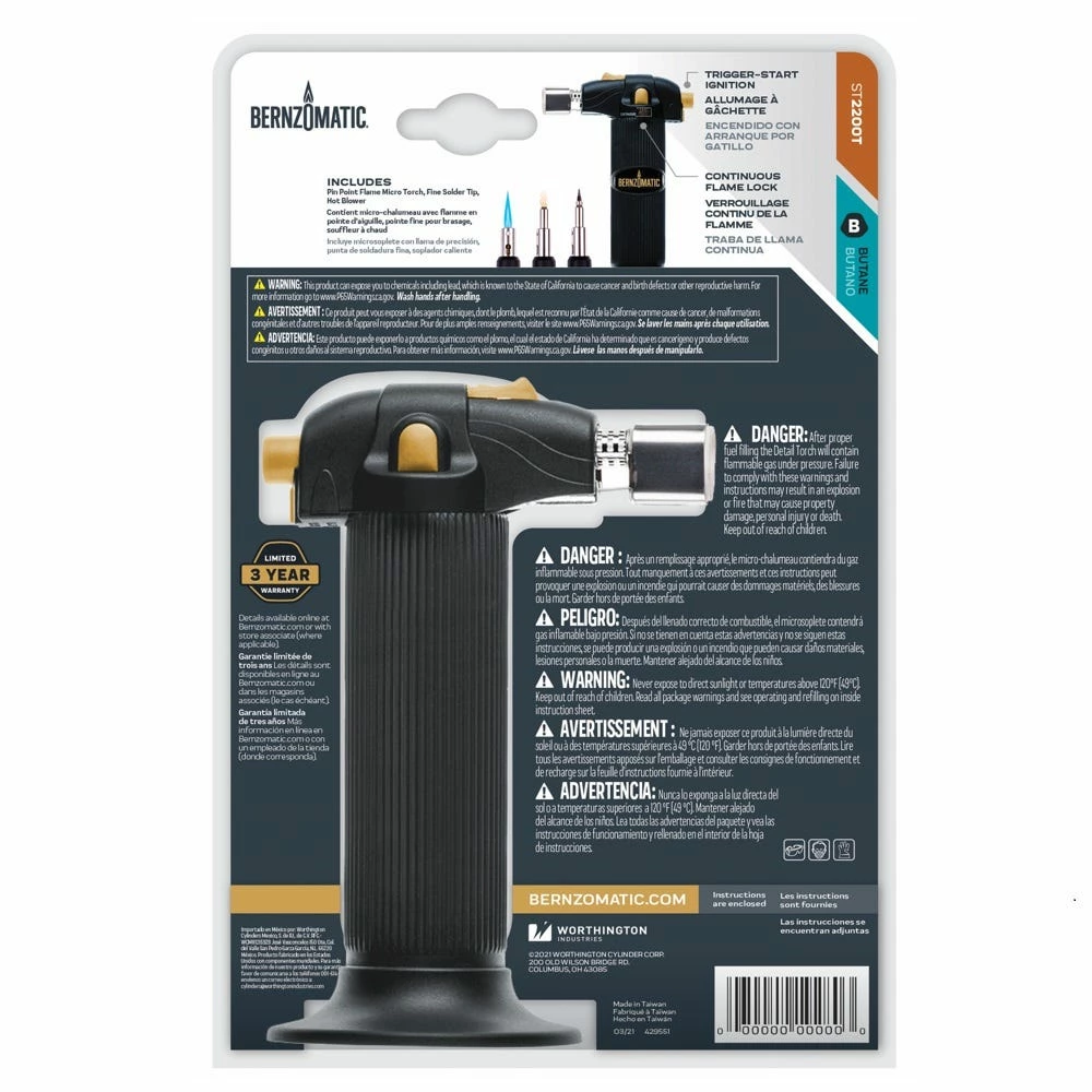 Bernzomatic Maker Precision Torch, Includes 3-in-1 Versatile Tip - ST2200 - Torches 5 Bernzomatic Maker Precision Torch, Includes 3-in-1 Versatile Tip - ST2200 - Torches - Image 3