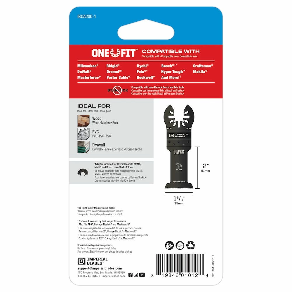 Imperial Blades One Fit 1-3/8" Speartooth Fast Cut Wood Blade, 1 Piece - 98443023 - Blades & Knives 5 Imperial Blades One Fit 1-3/8" Speartooth Fast Cut Wood Blade, 1 Piece - 98443023 - Blades & Knives - Image 3