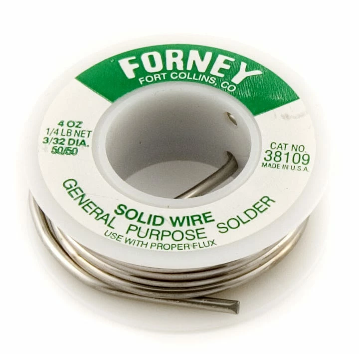 Forney Industries 3/32 Inch Solid Solder Wire 50% Tin / 50% Lead 1/4lb 38109 - Soldering Guns, Irons & Accessories 3 Forney Industries 3/32 Inch Solid Solder Wire 50% Tin / 50% Lead 1/4lb 38109 - Soldering Guns, Irons & Accessories