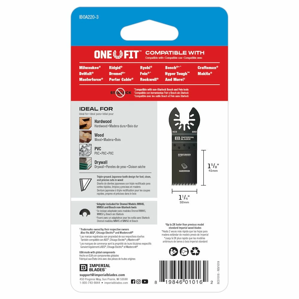 Imperial Blades One Fit 1-1/4" Japanese Tooth Hardwood Blade, 3 Piece - 98443020 - Blades & Knives 5 Imperial Blades One Fit 1-1/4" Japanese Tooth Hardwood Blade, 3 Piece - 98443020 - Blades & Knives - Image 3