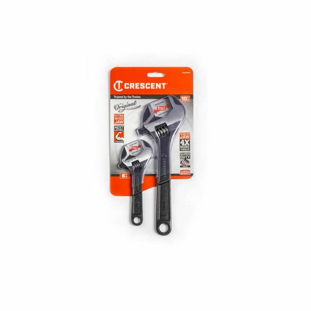 Crescent Wide Jaw Adjustable Wrench Set 6" and 10" - ATWJ2610VS - Wrench & Wrench Sets 4 Crescent Wide Jaw Adjustable Wrench Set 6" and 10" - ATWJ2610VS - Wrench & Wrench Sets - Image 2