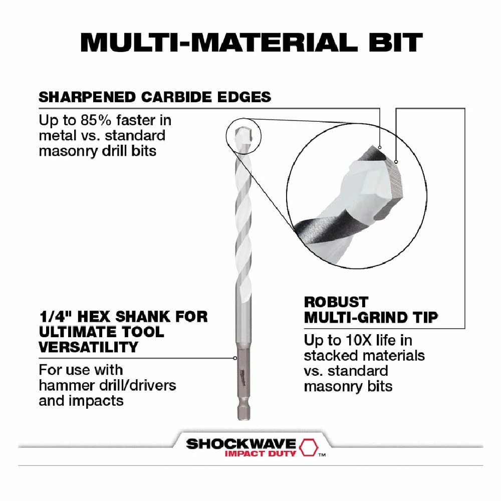 Milwaukee 5/32" Shockwave™ Carbide Multi-Material Drill Bit - 48-20-8882 - Power Tool Accessories 5 Milwaukee 5/32" Shockwave™ Carbide Multi-Material Drill Bit - 48-20-8882 - Power Tool Accessories - Image 3