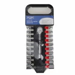 Real Work Tools™ 1/4" Drive SAE & Metric 21 Piece Socket Set - RW-2446-011 - Sockets & Socket Sets