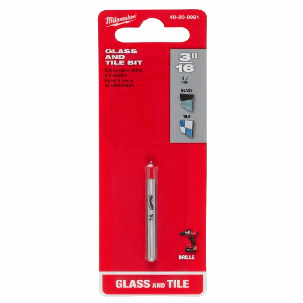 Milwaukee 3/16" Carbide Tipped Glass and Tile Drill Bit - 48-20-8981 - Power Tool Accessories 4 Milwaukee 3/16" Carbide Tipped Glass and Tile Drill Bit - 48-20-8981 - Power Tool Accessories - Image 2