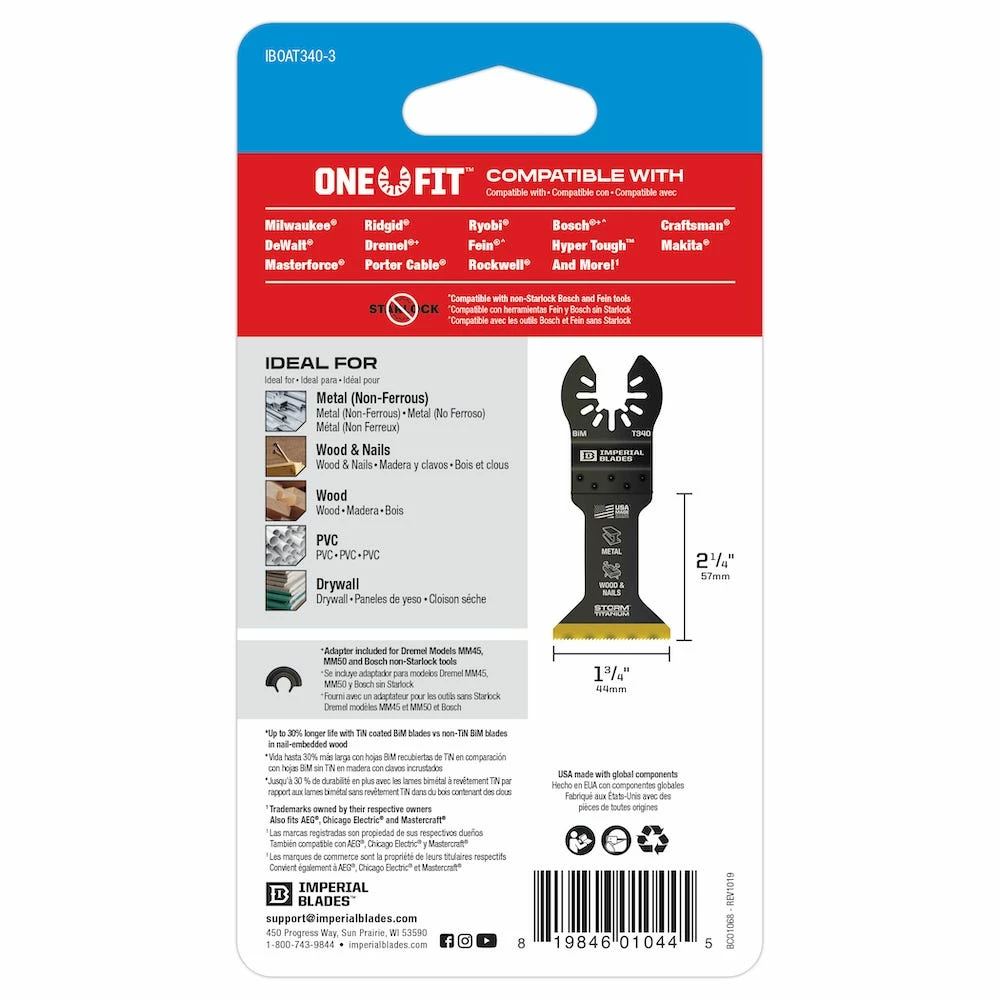 Imperial Blades One Fit 1-3/4" Carbide Extreme Storm Titanium Metal Blade, 3 Piece - 98443004 - Blades & Knives 5 Imperial Blades One Fit 1-3/4" Carbide Extreme Storm Titanium Metal Blade, 3 Piece - 98443004 - Blades & Knives - Image 3