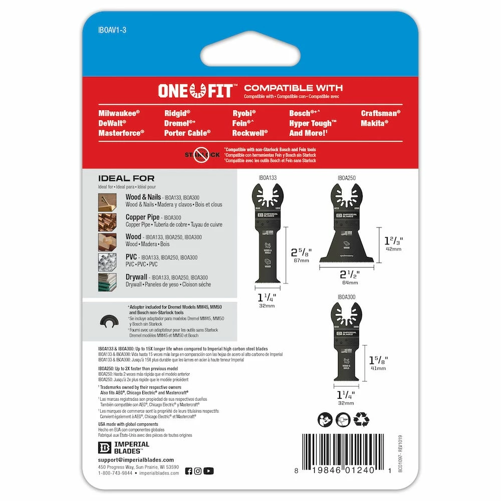 Imperial Blades One Fit 1-1/4" Standard Multi-Material Variety Pack, 3 Piece - 98443015 - Blades & Knives 5 Imperial Blades One Fit 1-1/4" Standard Multi-Material Variety Pack, 3 Piece - 98443015 - Blades & Knives - Image 3