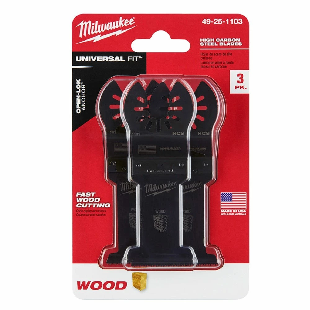 Milwaukee® Open-Lok™ 1-3/8" HCS Wood Blade, 3 Pack - 49-25-1103 - Blades & Knives 4 Milwaukee® Open-Lok™ 1-3/8" HCS Wood Blade, 3 Pack - 49-25-1103 - Blades & Knives - Image 2