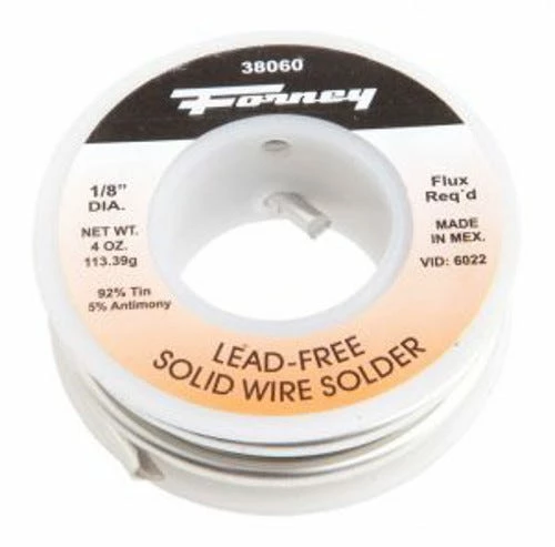 Forney Industries 1/8 Inch Lead Free Solder 95% Tin / 5% Antimony 1/4lb 38060 - Soldering Guns, Irons & Accessories 5 Forney Industries 1/8 Inch Lead Free Solder 95% Tin / 5% Antimony 1/4lb 38060 - Soldering Guns, Irons & Accessories - Image 3