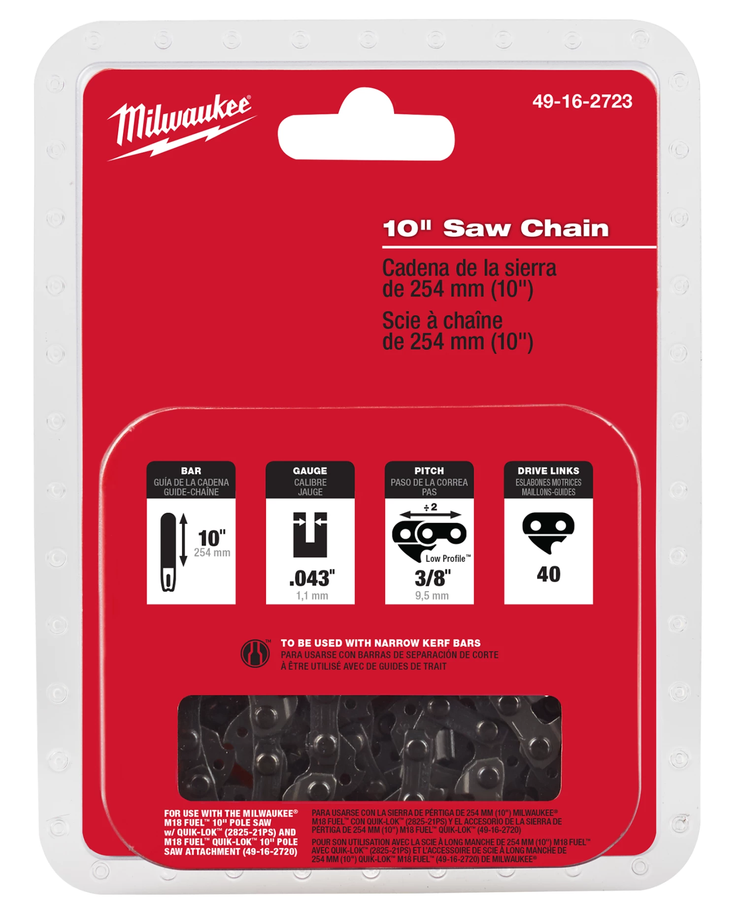 Milwaukee 10 In Saw Chain - 49-16-2723 - Leveling & Squares 3 Milwaukee 10 In Saw Chain - 49-16-2723 - Leveling & Squares