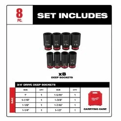 Milwaukee Shockwave™ Impact Duty™ 3/4" Drive SAE Deep 6 Point Socket Set, 8 Piece Set - 49-66-7018 - Sockets & Socket Sets -Tools Online Store f688860b3acbb14f677ba5b442899f5053eeacd1 24890374 6