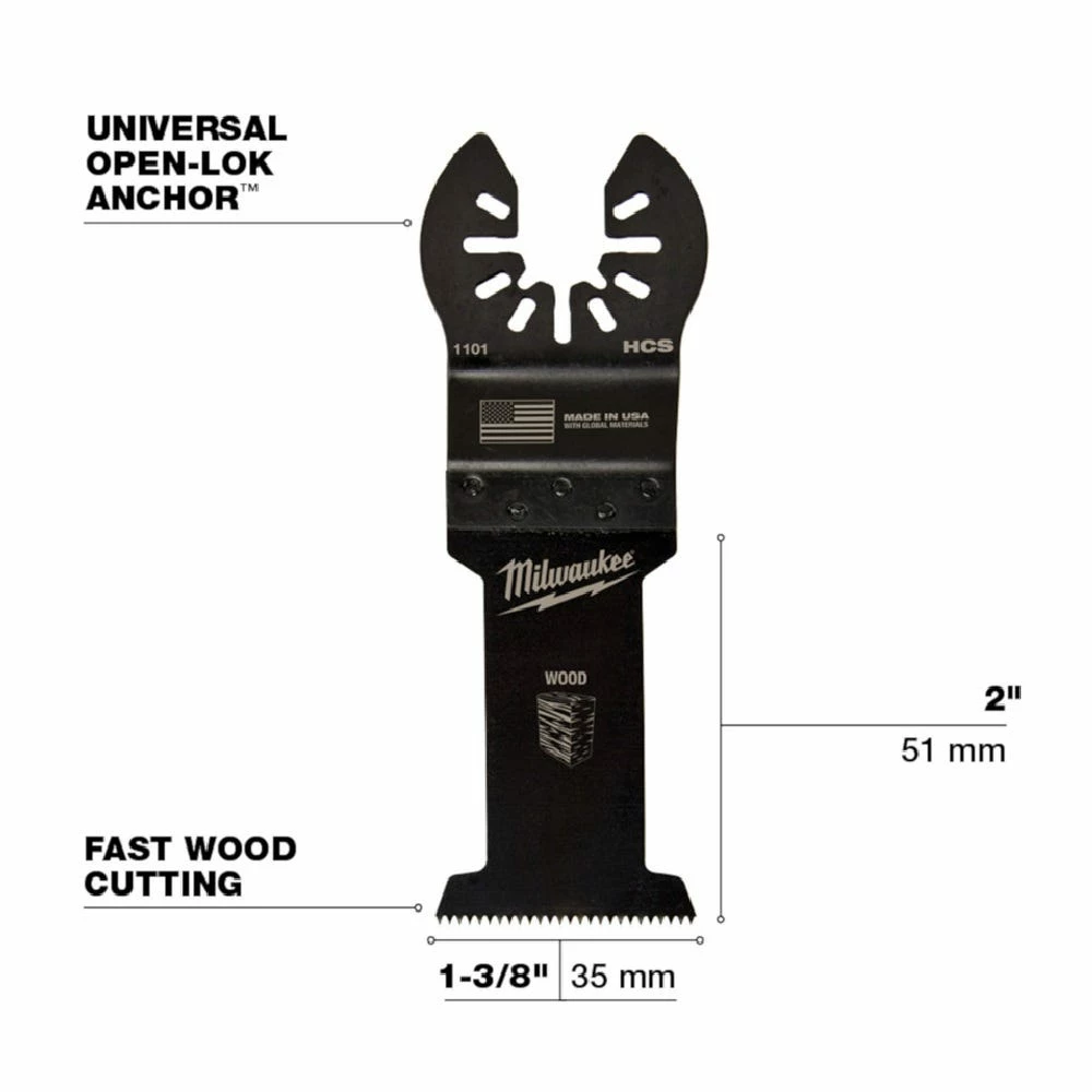 Milwaukee® Open-Lok™ 1-3/8" HCS Wood Blade, 1 Pack - 49-25-1101 - Blades & Knives 5 Milwaukee® Open-Lok™ 1-3/8" HCS Wood Blade, 1 Pack - 49-25-1101 - Blades & Knives - Image 3